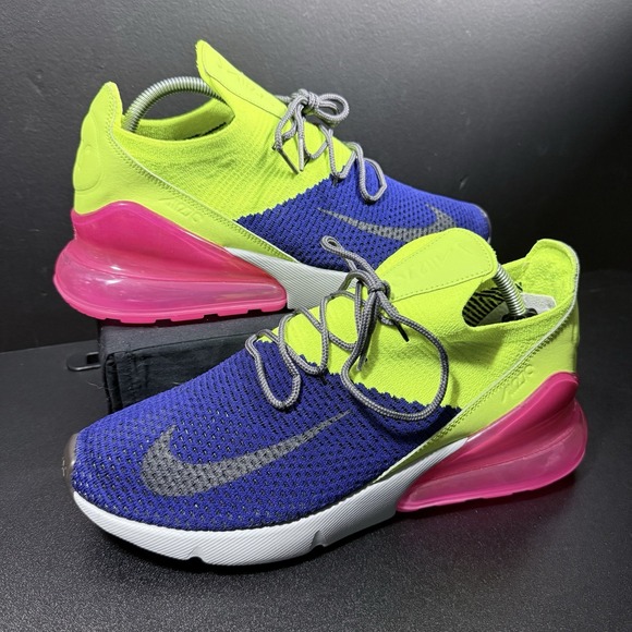 Nike Air Max 270 Flyknit Shoes Purple Volt Pink Mens Size 10 Shoe AO1023-501 - Picture 4 of 16